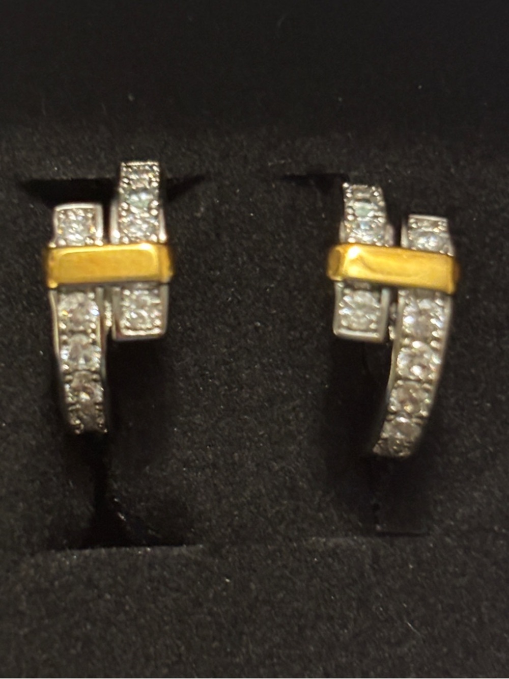 Tiffany & Co. Two-Tone Gold & Diamond Tiny Hoop Earrings